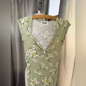 Rouje Green Sheath Dress with Plunge Neckline size 36 Daisy dress Rouje